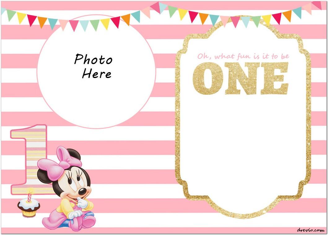Baby Minnie Mouse 1st Birthday Invitations Templates