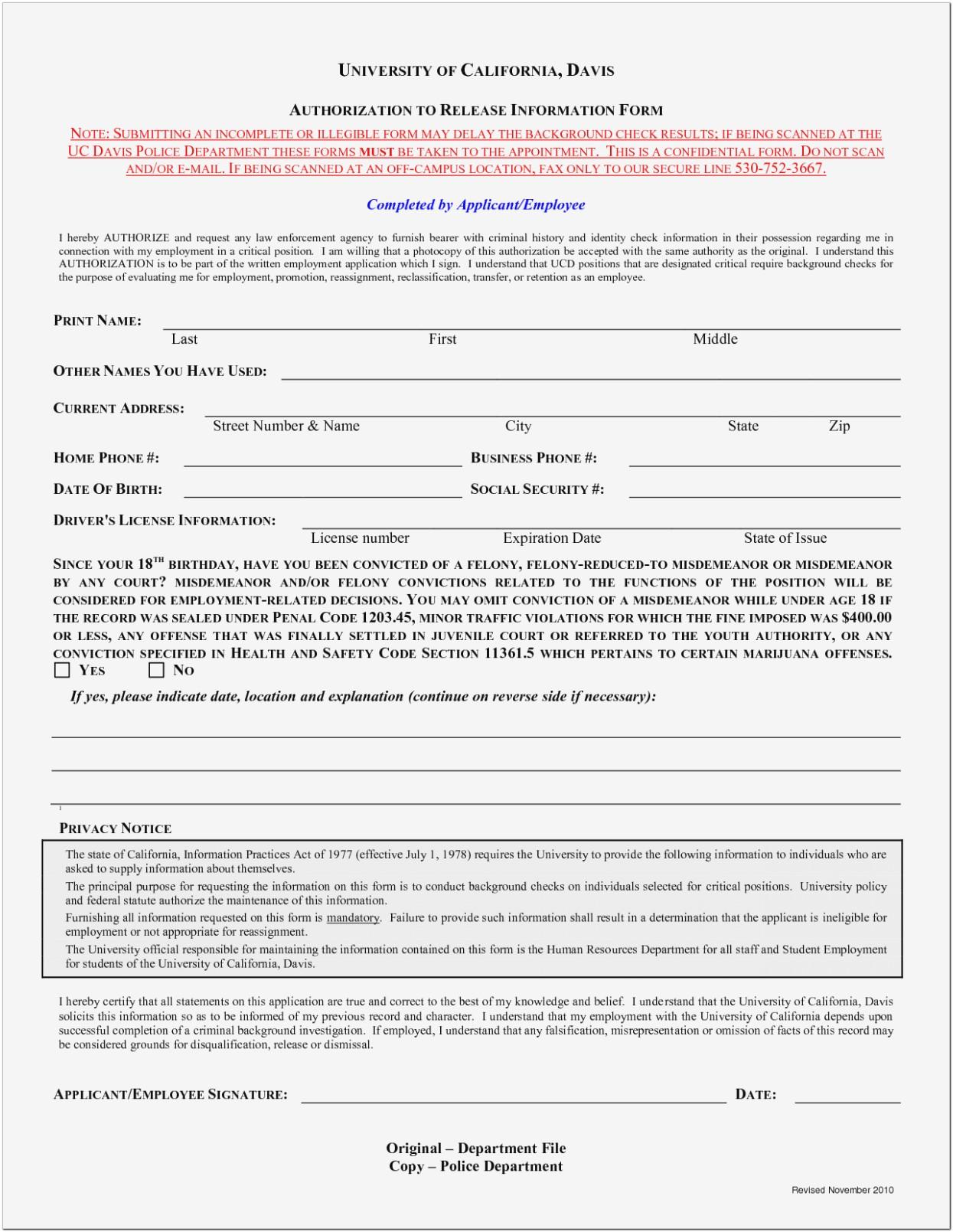 Background Check Disclosure And Authorization Form Template