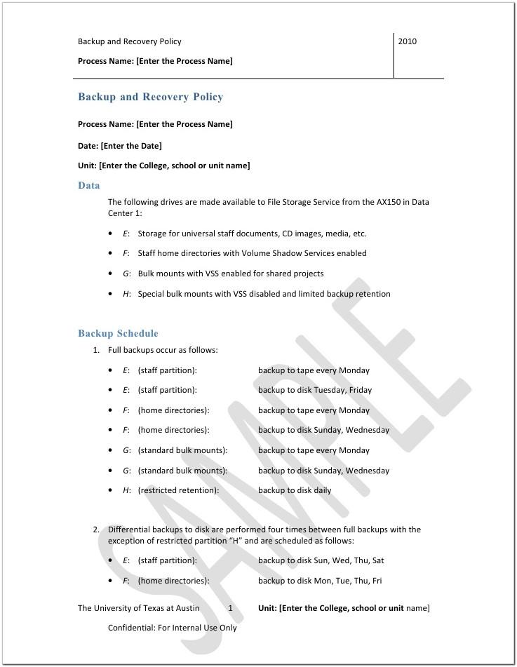 Backup And Recovery Policy Template