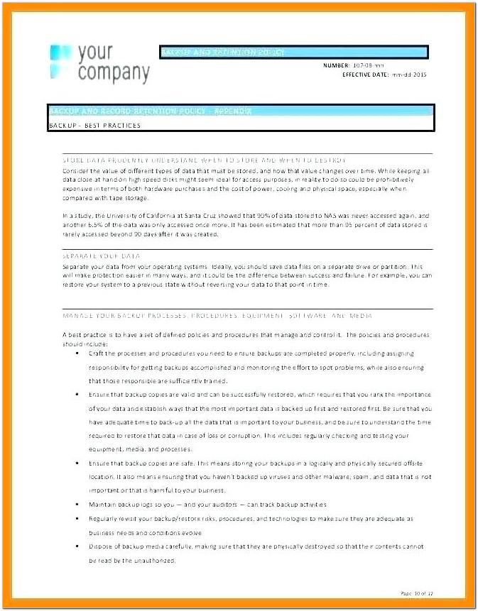 Backup Policy Document Template