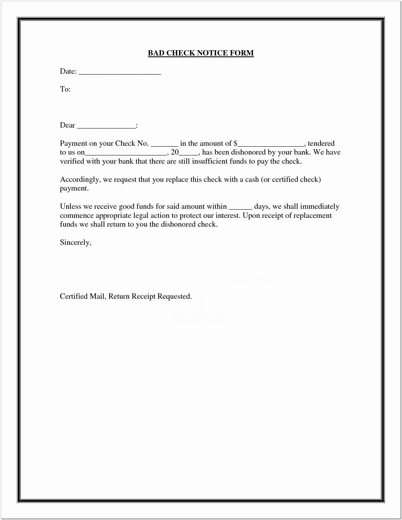 Bad Check Letter Template Florida