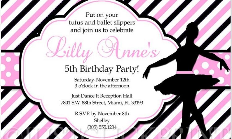 Ballerina Birthday Invitation Template Free