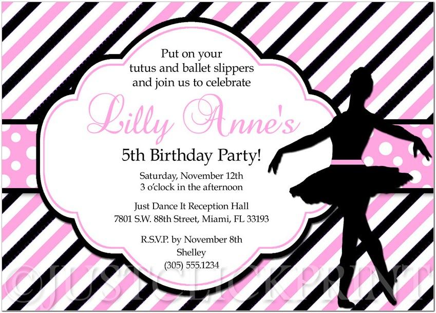 Ballerina Birthday Invitation Template Free