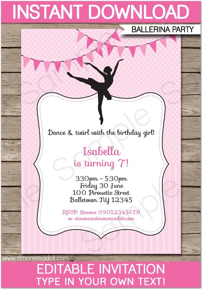 Ballerina Birthday Invitation Template
