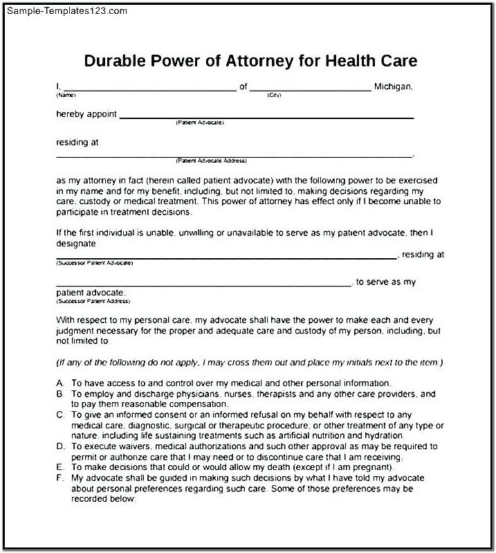Bank Account Power Of Attorney Template