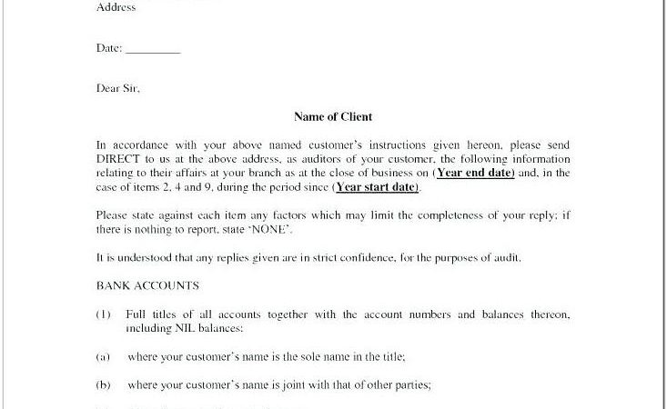 Bank Audit Confirmation Letter Sample