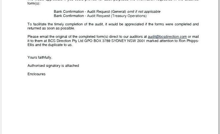 Bank Confirmation Audit Request General Template