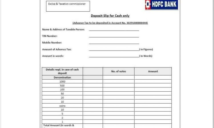 Bank Deposit Slip Template Word