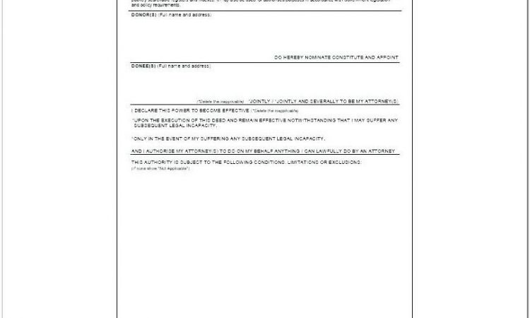 Bank Power Of Attorney Template