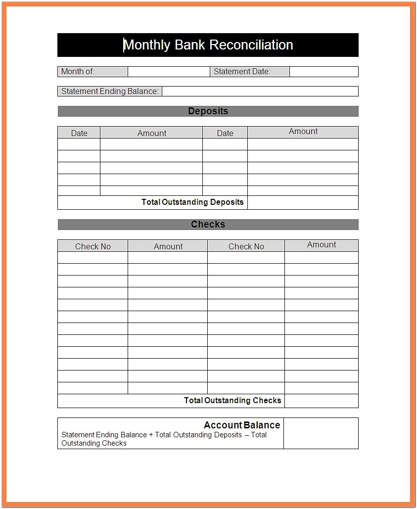 Bank Reconciliation Forms Free