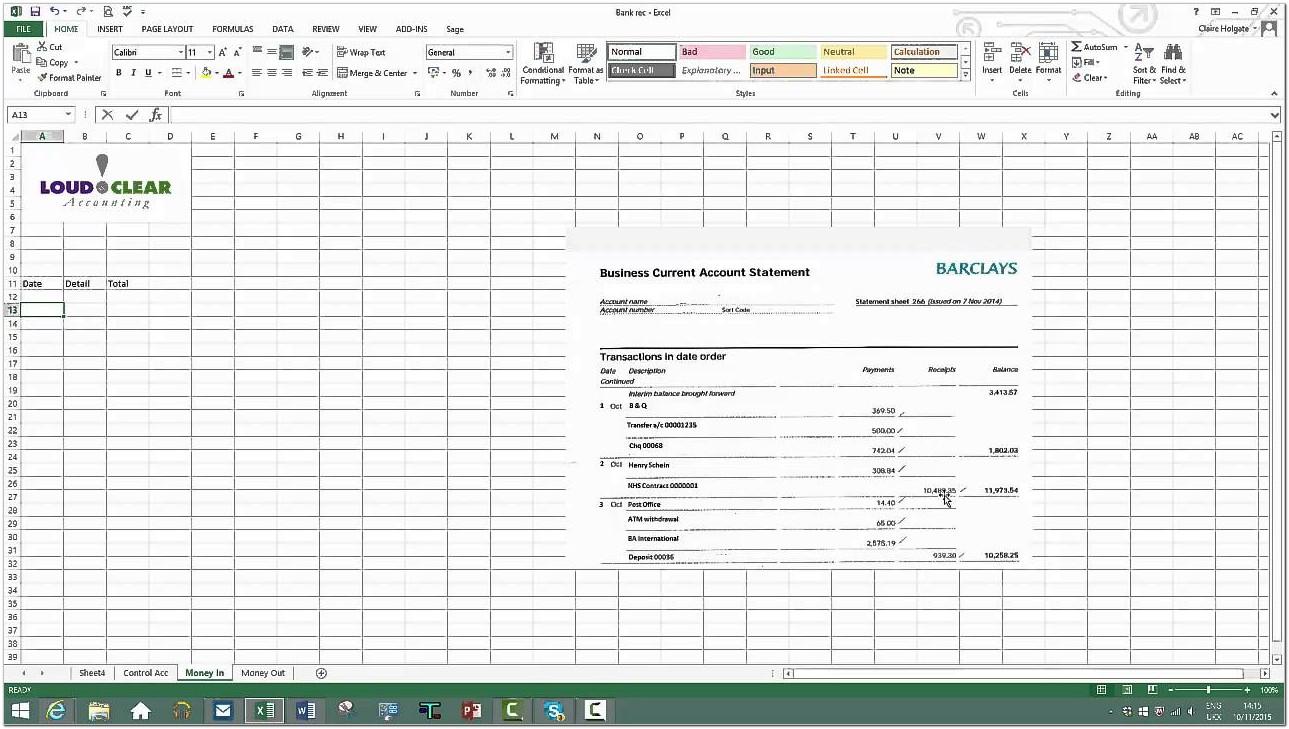 Bank Reconciliation Statement Template Free
