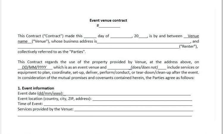 Banquet Event Contract Template