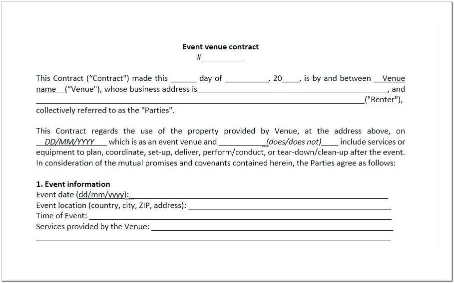 Banquet Event Contract Template