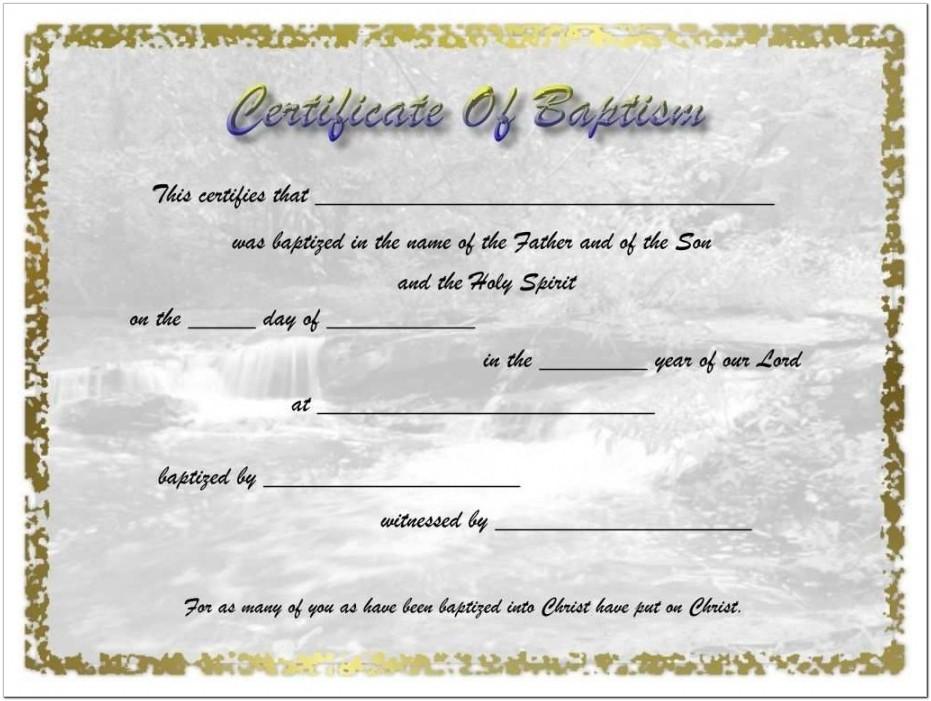 Baptism Certificate Template Pdf