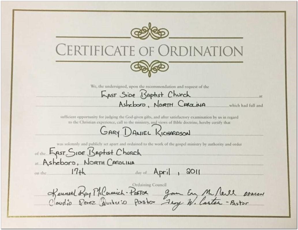 Baptist Deacon Ordination Certificate Template