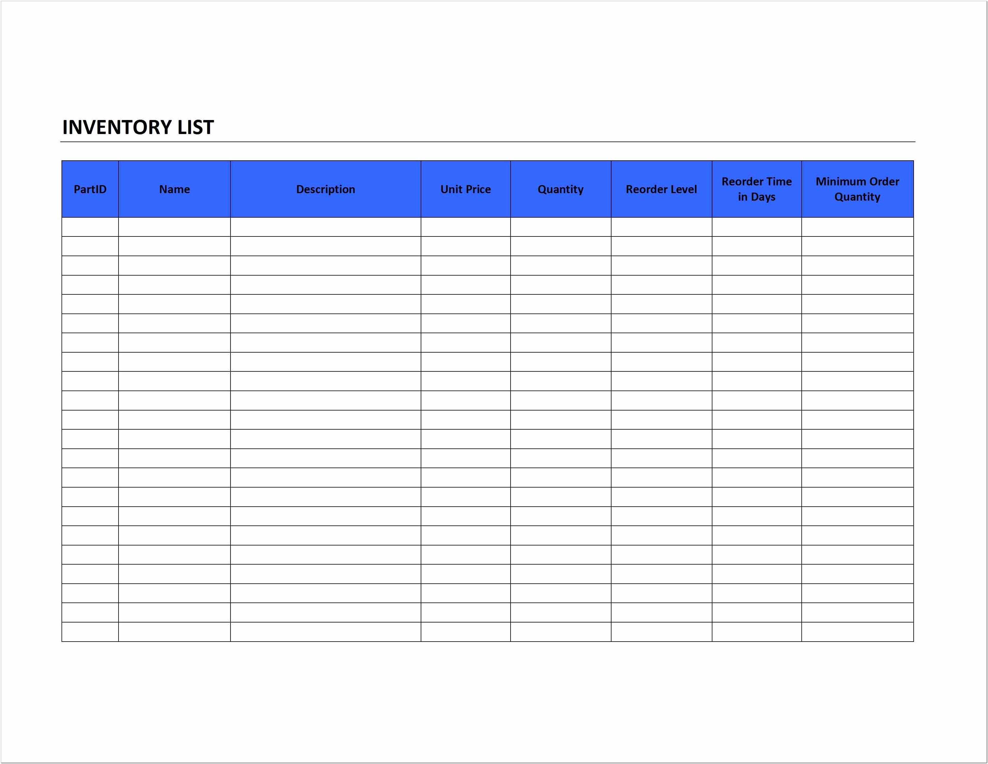 Bar Inventory Spreadsheet Template Free