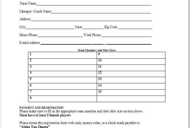 Baseball Registration Form Template