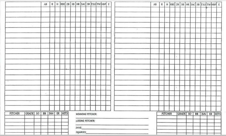 Baseball Stats Sheet Template