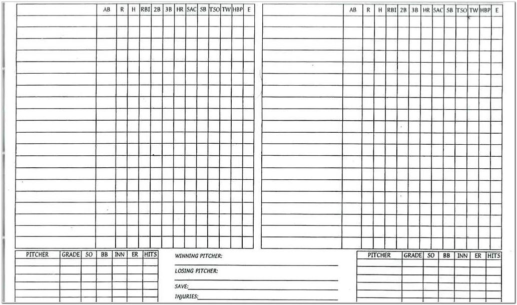 Baseball Stats Sheet Template
