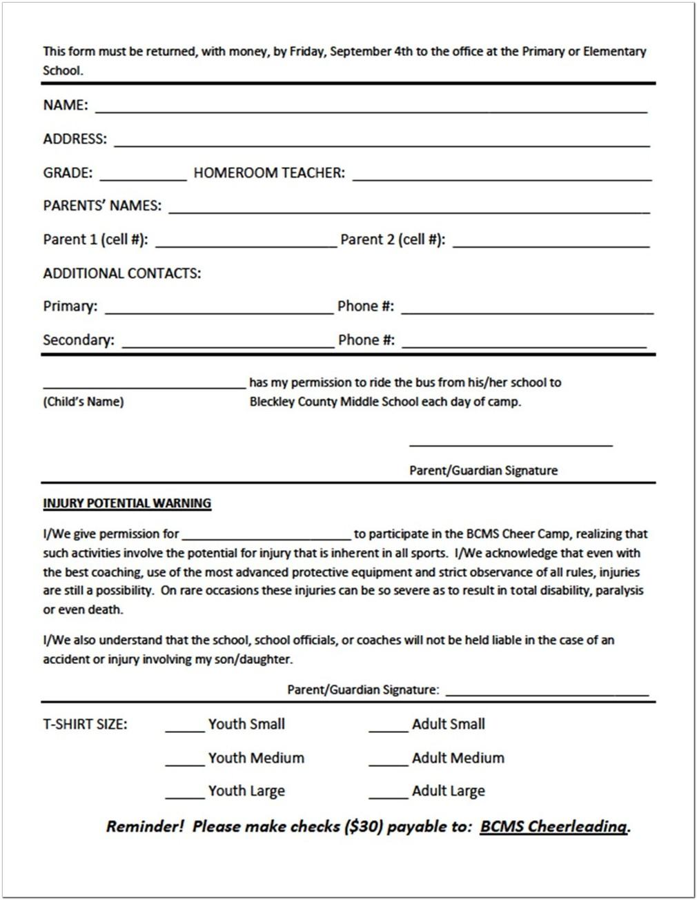 Baseball Tryout Registration Form Template