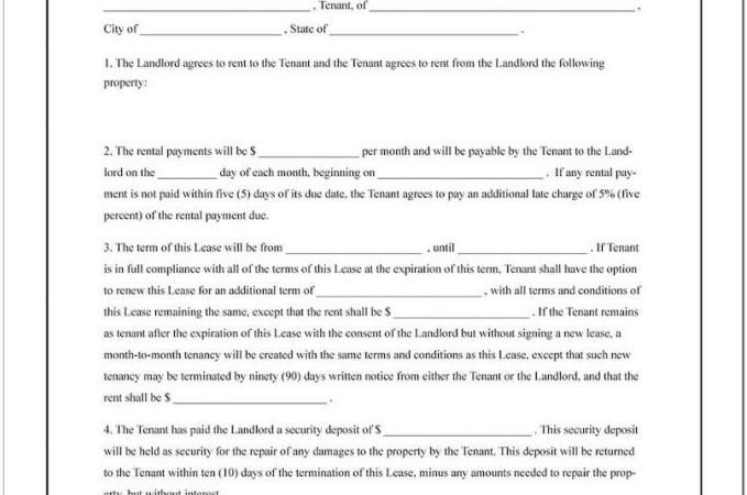 Basic Commercial Lease Agreement Template Free Uk