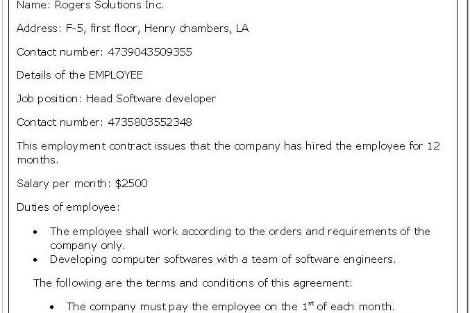 Basic Employment Contract Template Nz