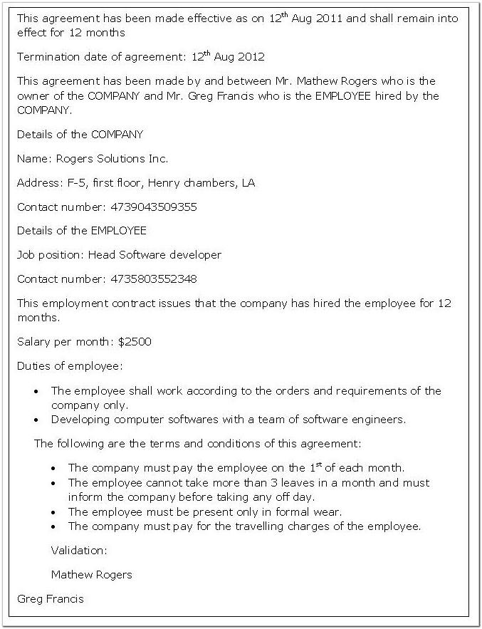 Basic Employment Contract Template Nz