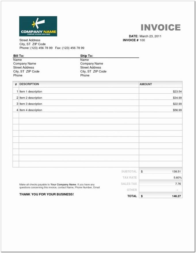 Basic Invoice Template For Pages