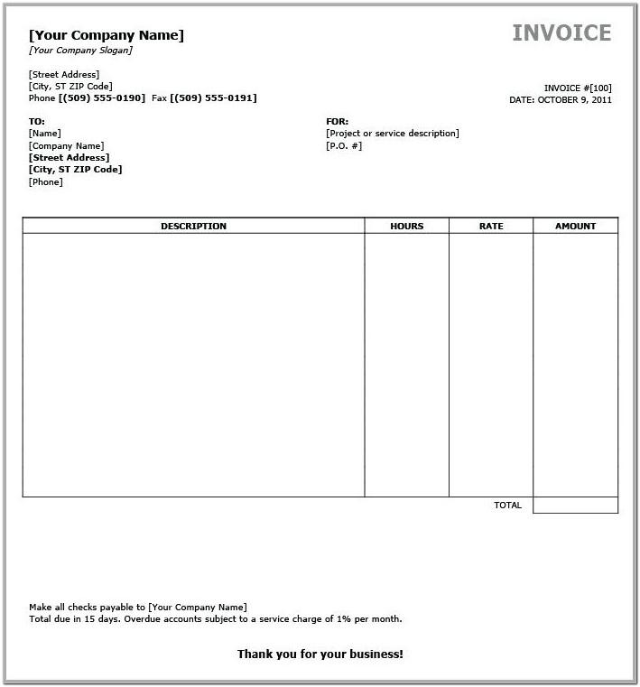 Basic Invoice Template Word Doc