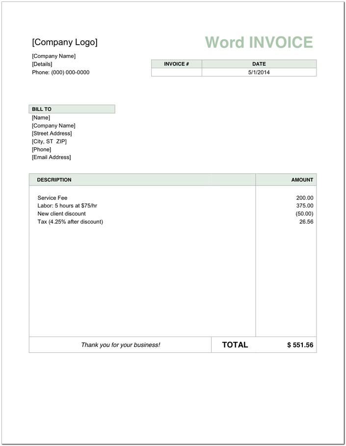 Basic Invoice Template Word