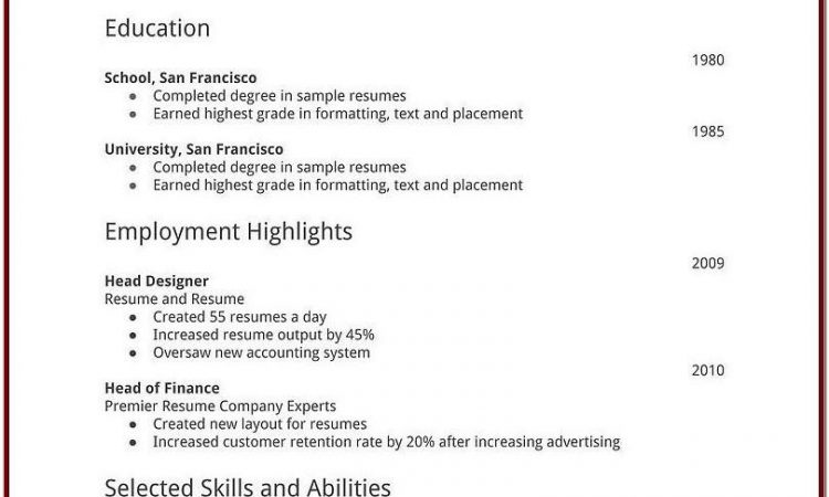 Basic Job Resume Format