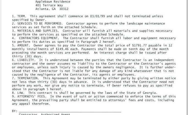 Basic Lawn Care Contract Template