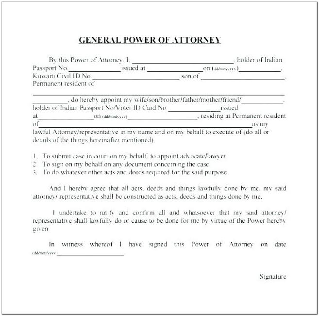 Basic Power Of Attorney Template South Africa