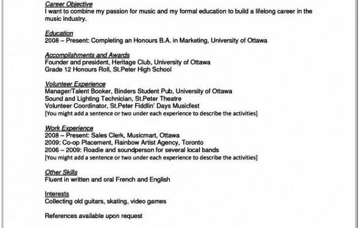 Basic Resume Template For College Students