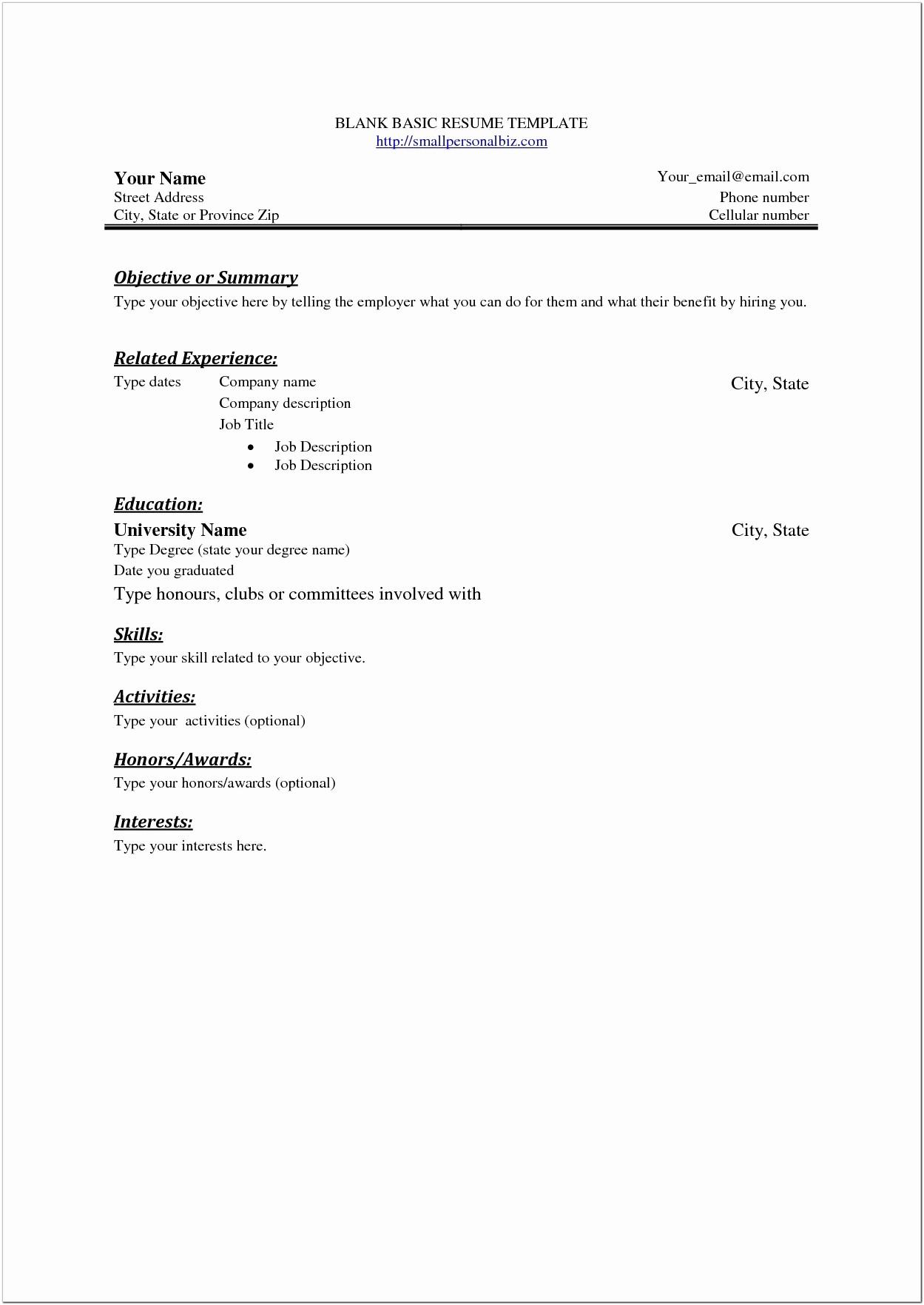 Basic Resume Template Free Word