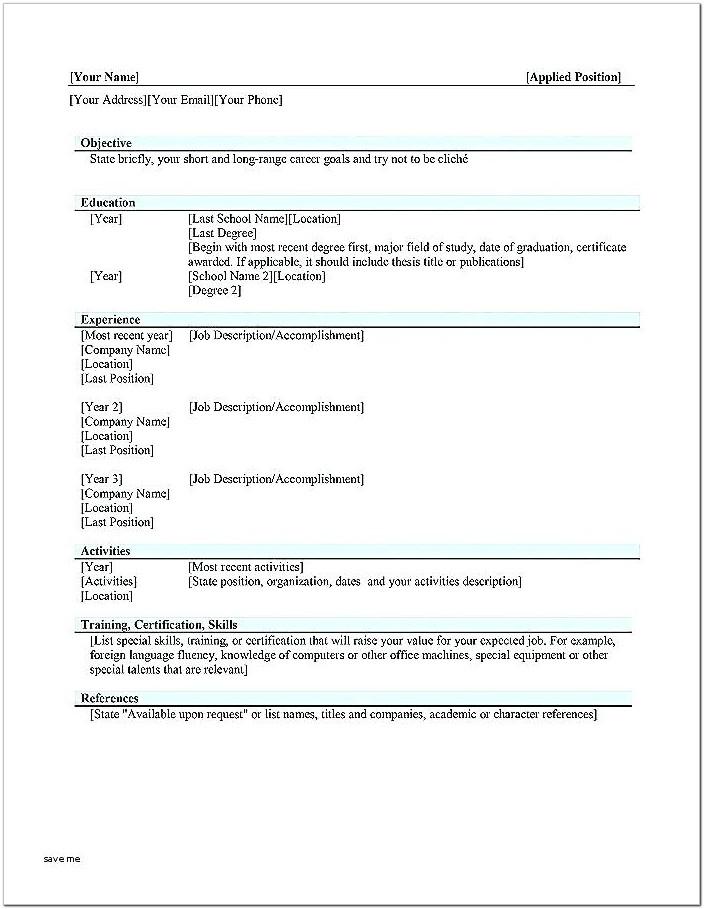 Basic Resume Template Word Download