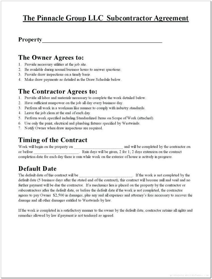 Basic Subcontractor Agreement Sample