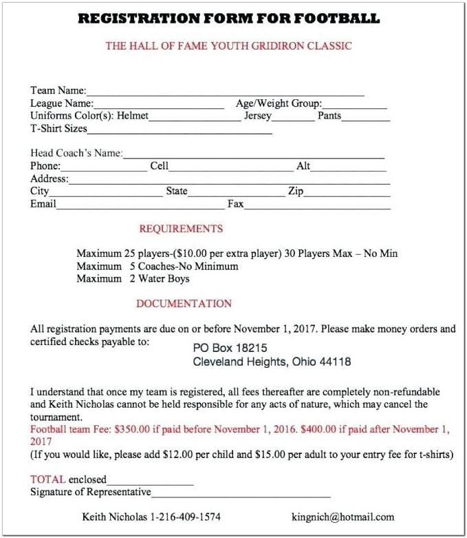 Basketball Player Registration Form Template Word