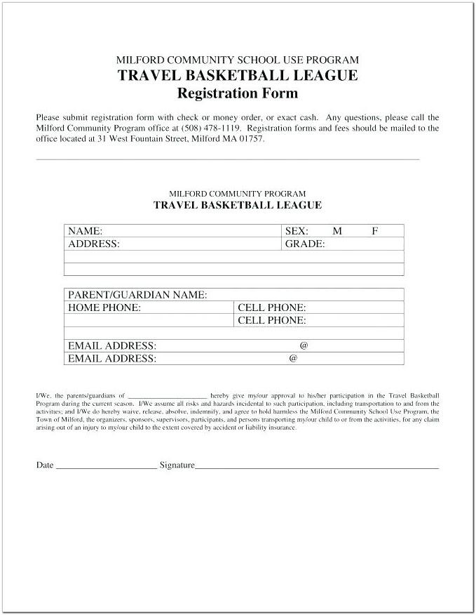 Basketball Team Registration Form Template