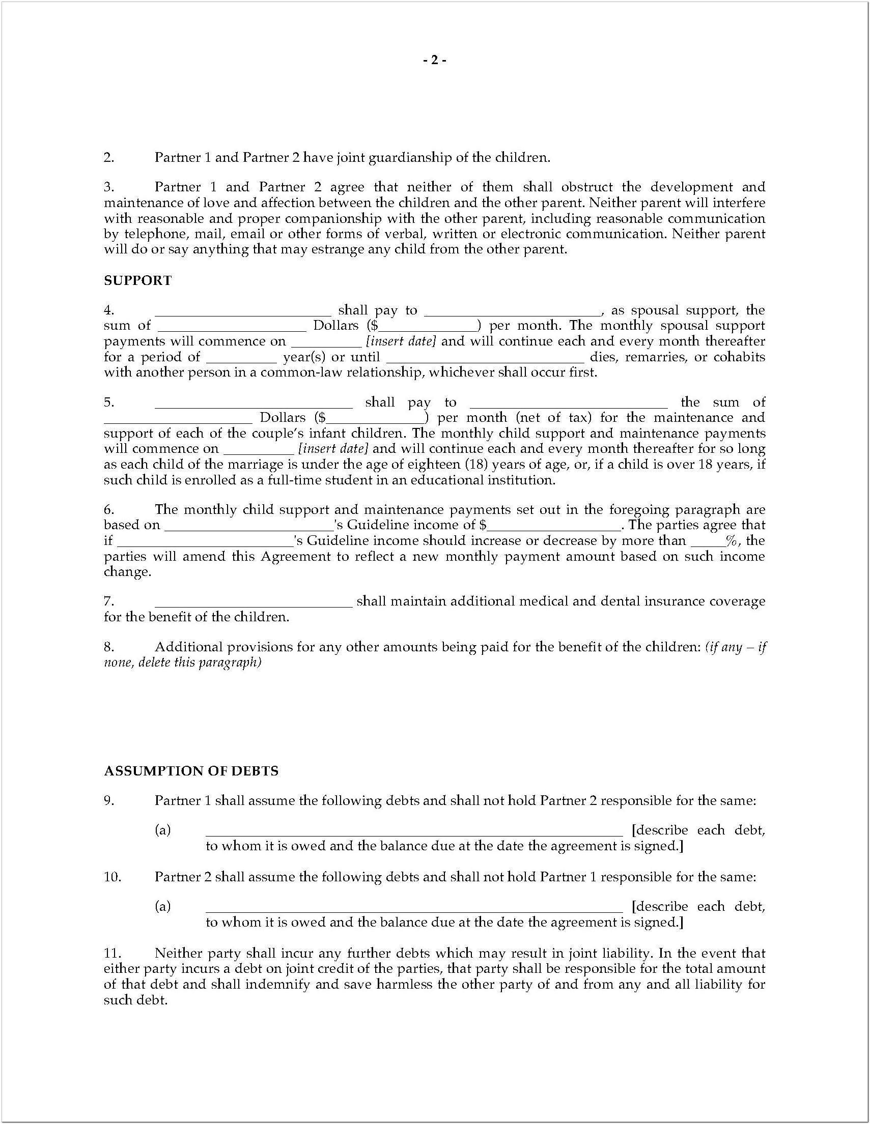Bc Family Law Separation Agreement Template