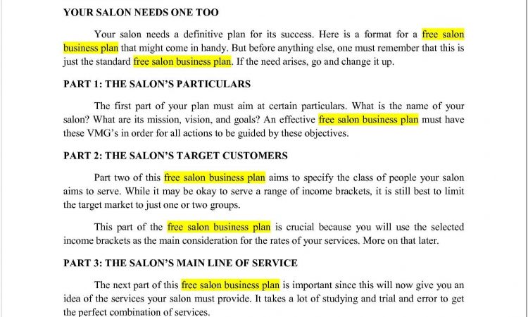 Beauty Salon Business Plan Template