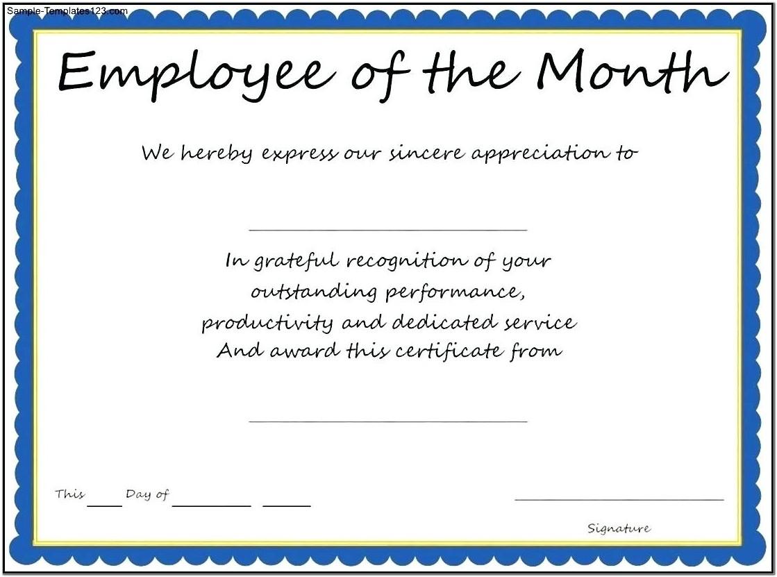 Best Employee Award Certificate Template Free