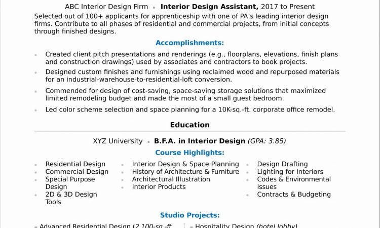 Best Interior Design Resume Examples