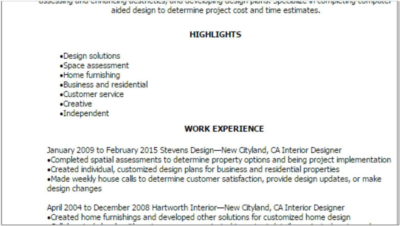 Best Interior Design Resume Template