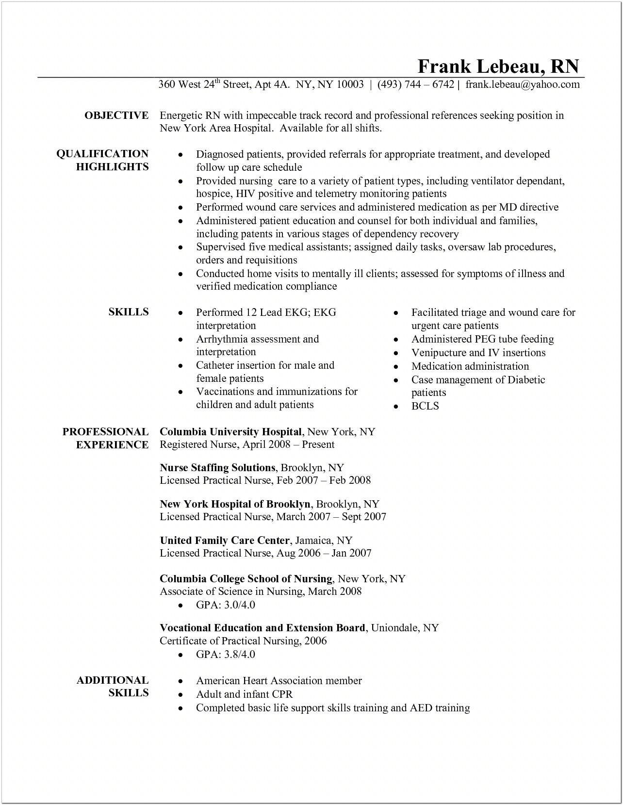 Best New Grad Rn Resume Examples