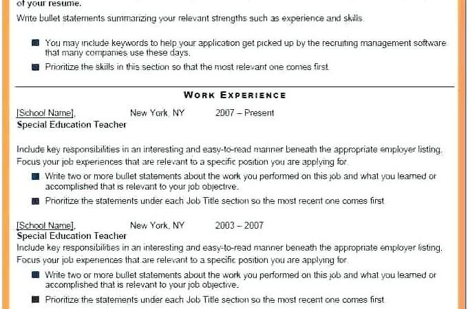 Best Resume For Teaching Position