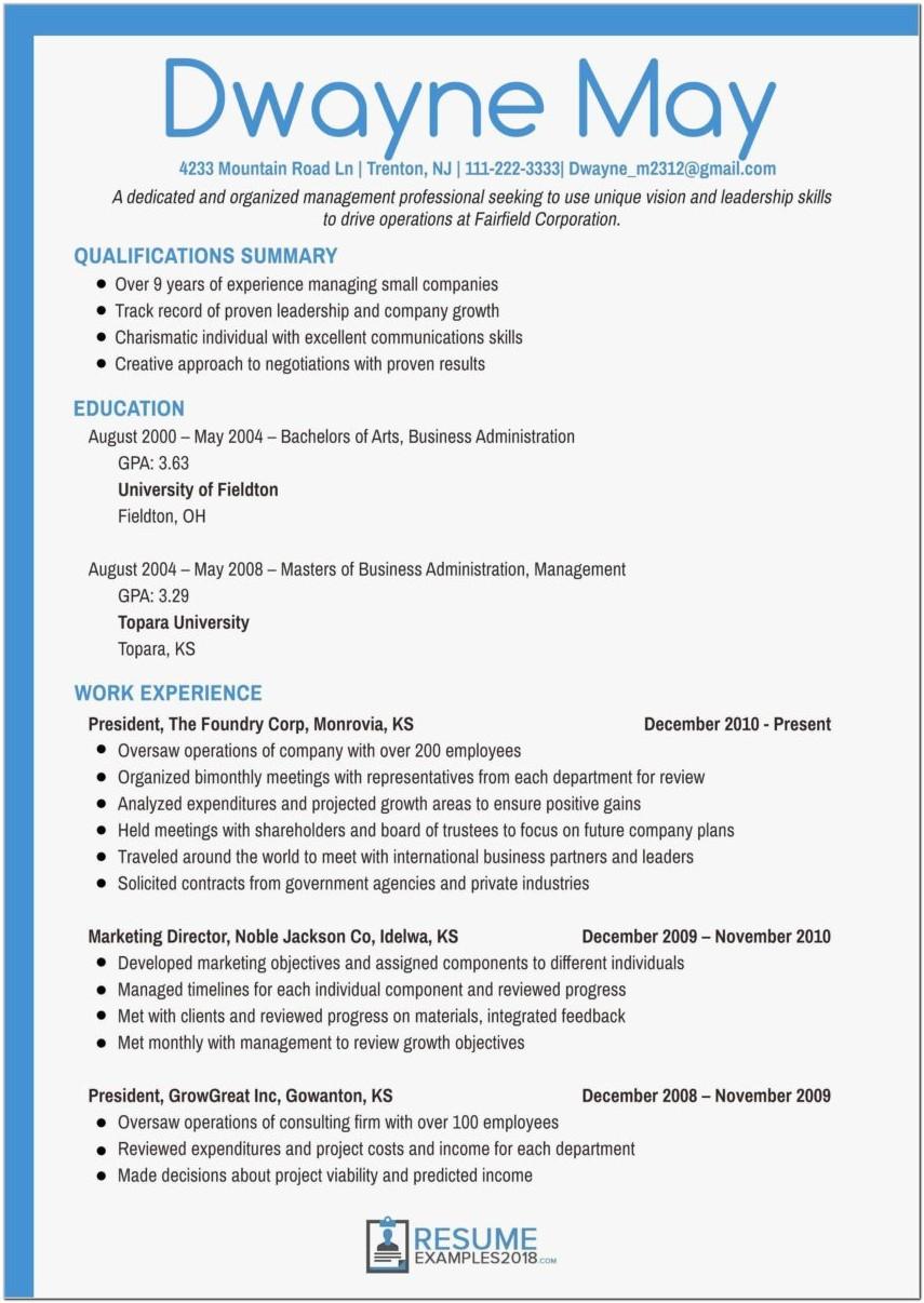 Best Resume Sample For Project Manager
