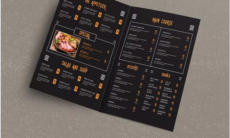 Bi Fold Restaurant Food Menu Template