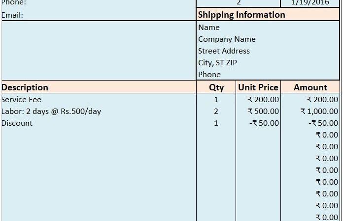 Bill Invoice Template Download