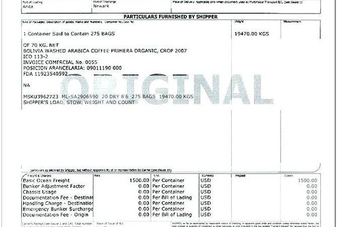 Bill Of Lading Format Word